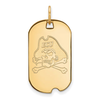 Sterling Silver Gold-plated LogoArt East Carolina University Pirate Small Dog Tag Pendant