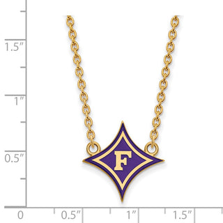 Sterling Silver Gold-plated LogoArt Furman U Large Enameled Pendant 18 inch Necklace
