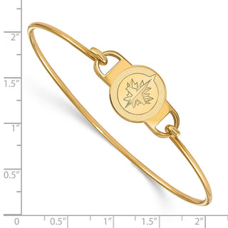 Sterling Silver Gold-plated NHL LogoArt Winnipeg Jets Small Center 7 inch Wire Bangle Bracelet