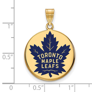 Sterling Silver Gold-plated NHL LogoArt Toronto Maple Leafs Large Enameled Disc Pendant
