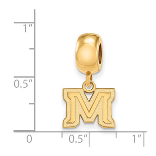 Sterling Silver Gold-plated LogoArt Montana State University Letter M Extra Small Dangle Bead Charm