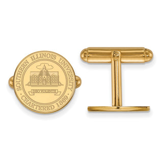 Sterling Silver Gold-plated LogoArt Southern Illinois University Crest Cuff Links