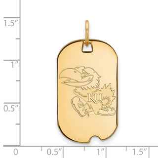 10k Gold LogoArt University of Kansas Jayhawk Small Dog Tag Pendant