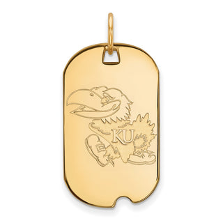 14k Gold LogoArt University of Kansas Jayhawk Small Dog Tag Pendant