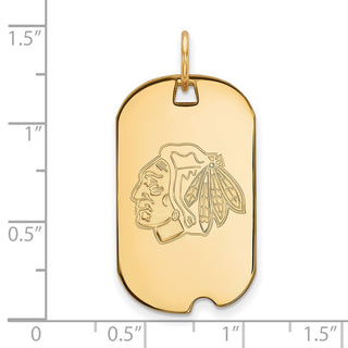 10k Gold NHL LogoArt Chicago Blackhawks Small Dog Tag Pendant