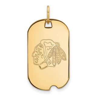 14k Gold NHL LogoArt Chicago Blackhawks Small Dog Tag Pendant