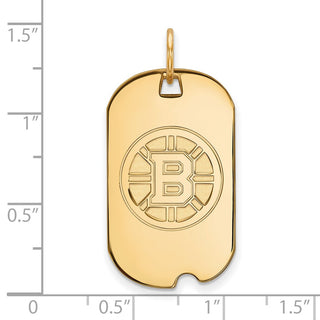 14k Gold NHL LogoArt Boston Bruins Small Dog Tag Pendant