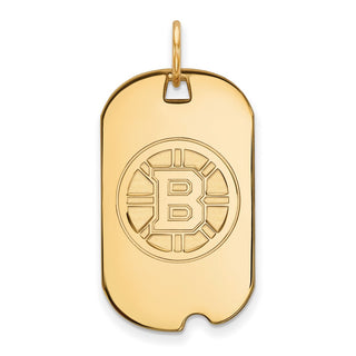 Sterling Silver Gold-plated NHL LogoArt Boston Bruins Small Dog Tag Pendant