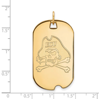 Sterling Silver Gold-plated LogoArt East Carolina University Pirate Large Dog Tag Pendant