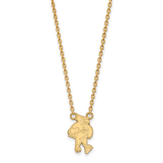 Sterling Silver Gold-plated LogoArt Iowa State University Cardinal Large Pendant 18 inch Necklace
