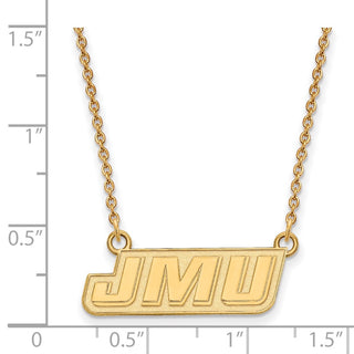 Sterling Silver Gold-plated LogoArt James Madison University J-M-U Small Pendant 18 inch Necklace