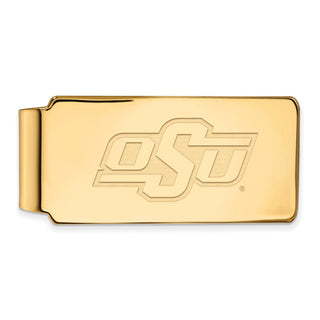 Sterling Silver Gold-plated LogoArt Oklahoma State University O-S-U Money Clip
