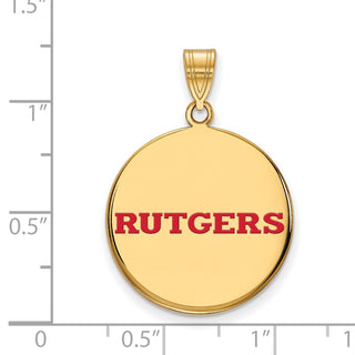 Sterling Silver Gold-plated LogoArt Rutgers University Large Enameled Disc Pendant
