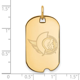 Sterling Silver Gold-plated NHL LogoArt Ottawa Senators Small Dog Tag Pendant