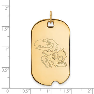 14k Gold LogoArt University of Kansas Jayhawk Large Dog Tag Pendant