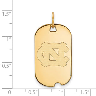 14k Yellow Gold University of North Carolina Dog Tag Pendant - Small N-C, 36 x 18mm