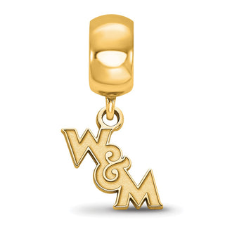 Sterling Silver Gold-plated LogoArt College of William and Mary Extra Small Dangle Bead Charm