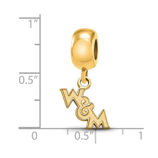 Sterling Silver Gold-plated LogoArt College of William and Mary Extra Small Dangle Bead Charm