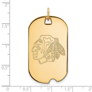 10k Gold NHL LogoArt Chicago Blackhawks Large Dog Tag Pendant