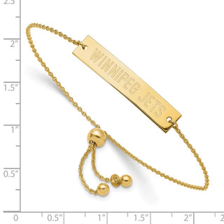 Sterling Silver Gold-plated NHL LogoArt Winnipeg Jets Small Bar Adjustable 9 inch Bracelet