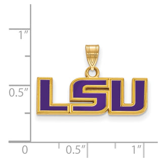 Sterling Silver Gold-plated LogoArt Louisiana State University L-S-U Small Enameled Pendant