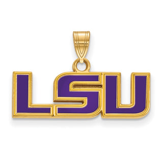 Sterling Silver Gold-plated LogoArt Louisiana State University L-S-U Small Enameled Pendant
