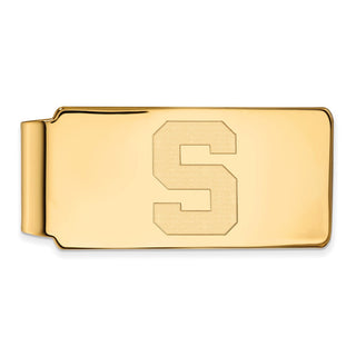 Sterling Silver Gold-plated LogoArt Michigan State University Letter S Money Clip