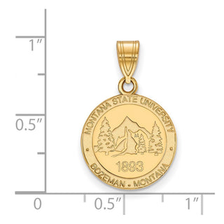 Sterling Silver Gold-plated LogoArt Montana State University Medium Crest Pendant