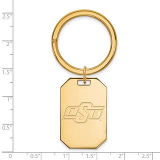 Sterling Silver Gold-plated LogoArt Oklahoma State University O-S-U Key Ring