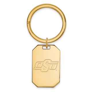 Sterling Silver Gold-plated LogoArt Oklahoma State University O-S-U Key Ring
