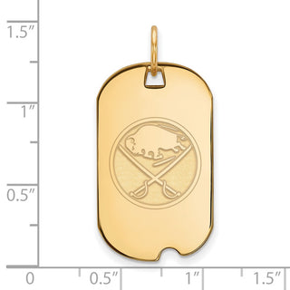 Sterling Silver Gold-plated NHL LogoArt Buffalo Sabres Small Dog Tag Pendant