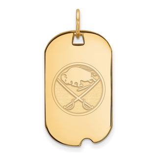 Sterling Silver Gold-plated NHL LogoArt Buffalo Sabres Small Dog Tag Pendant