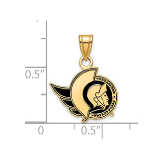 Sterling Silver Gold-plated NHL LogoArt Ottawa Senators Small Enameled Pendant