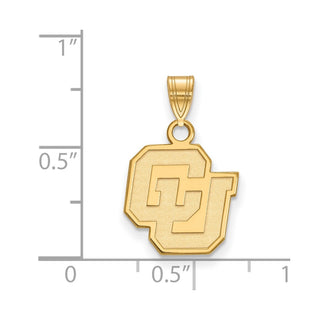 Sterling Silver Gold-plated LogoArt University of Colorado C-U Small Pendant