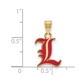 Sterling Silver Gold-plated LogoArt University of Louisville Letter L Small Enameled Pendant