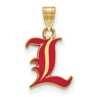 Sterling Silver Gold-plated LogoArt University of Louisville Letter L Small Enameled Pendant