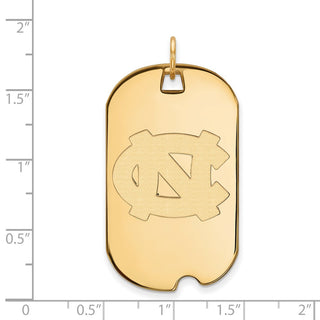 Sterling Silver Gold-plated LogoArt University of North Carolina N-C Large Dog Tag Pendant