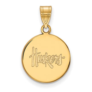 14k Gold LogoArt University of Nebraska Huskers Medium Disc Pendant