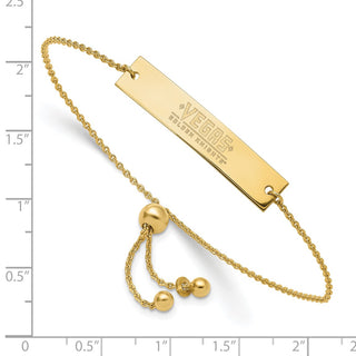 Sterling Silver Gold-plated NHL LogoArt Vegas Golden Knights Small Bar Adjustable 9 inch Bracelet