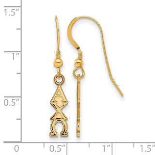 Sterling Silver Gold-plated LogoArt Alpha Chi Omega Sorority Greek Letters Small Dangle Wire Earrings