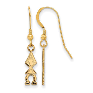 Sterling Silver Gold-plated LogoArt Alpha Chi Omega Sorority Greek Letters Small Dangle Wire Earrings