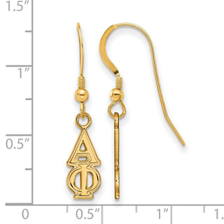 Sterling Silver Gold-plated LogoArt Alpha Phi Sorority Greek Letters Small Dangle Wire Earrings