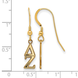 Sterling Silver Gold-plated LogoArt Delta Zeta Extra Sorority Greek Letters Small Dangle Wire Earrings
