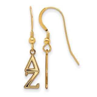 Sterling Silver Gold-plated LogoArt Delta Zeta Extra Sorority Greek Letters Small Dangle Wire Earrings