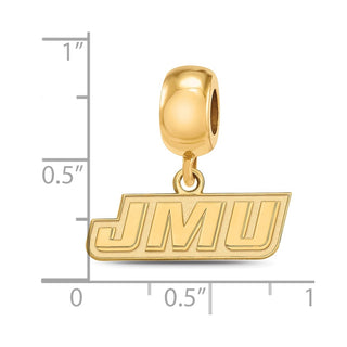 Sterling Silver Gold-plated LogoArt James Madison University J-M-U Extra Small Dangle Bead Charm