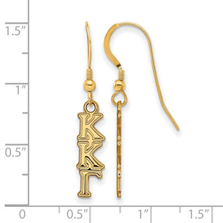 Sterling Silver Gold-plated LogoArt Kappa Kappa Gamma Extra Sorority Greek Letters Small Dangle Wire Earrings