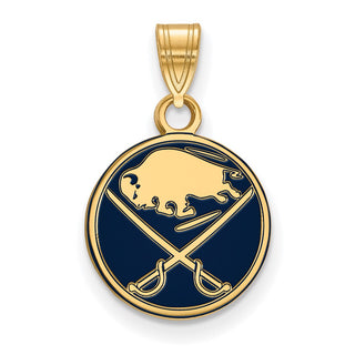 Sterling Silver Gold-plated NHL LogoArt Buffalo Sabres Small Enameled Pendant