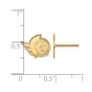 Sterling Silver Gold-plated NHL LogoArt Ottawa Senators Extra Small Post Earrings