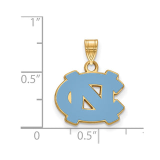 Sterling Silver Gold-plated LogoArt University of North Carolina N-C Small Enameled Pendant