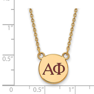 Sterling Silver Gold-plated LogoArt Alpha Phi Sorority Greek Letters Small Color Enamel Pendant 18 inch Necklace GP027APH-18